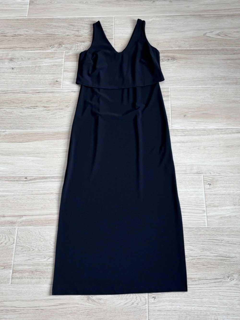 Boston Proper Overlay Sleeveless V Neck Maxi Dress Black Size Small